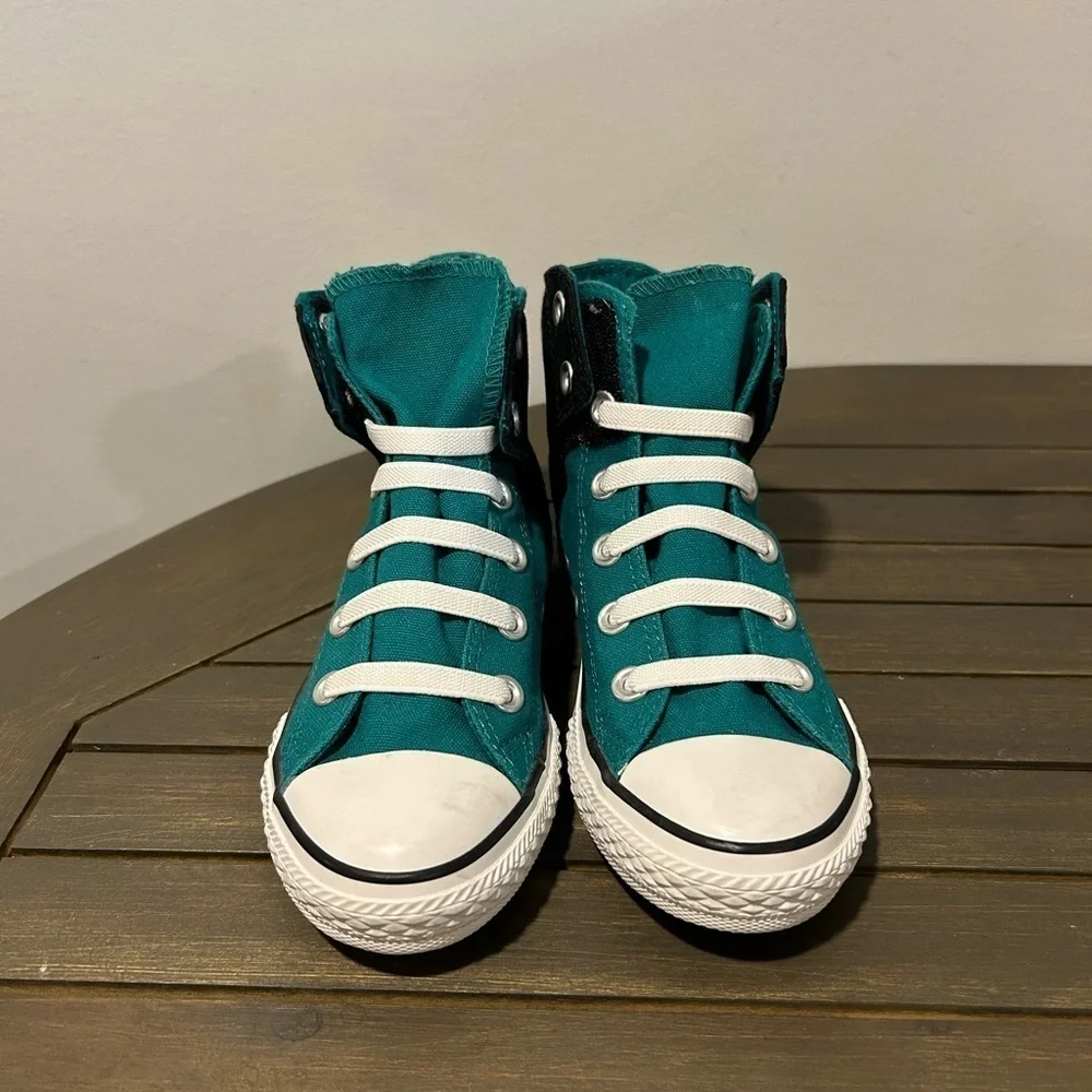 {Converse} Custom Chuck Taylor All Star Teal High-Top Sneakers